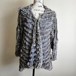 NWT Love Token Rabbit Fur High Low Grey Sweater Sz S